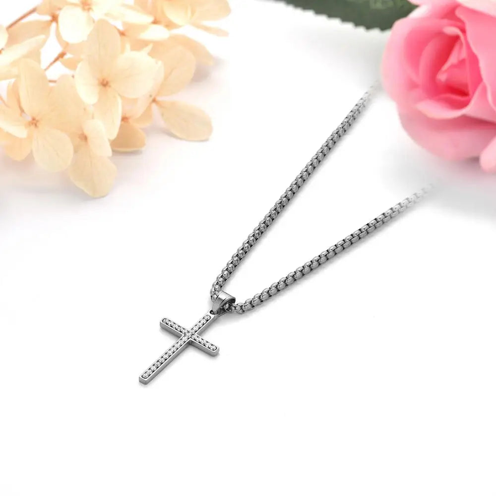 BONISKISS Simple Fashion Cross Chain Necklace – Gold Stainless Steel